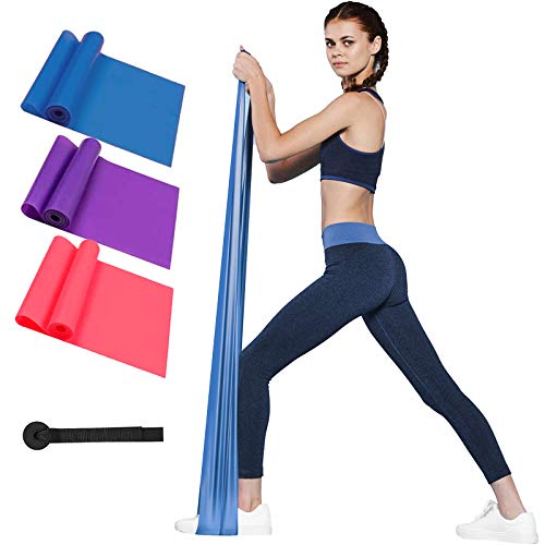 Morfone 3 Piezas Bandas elasticas Fitness, Cintas elásticas Resistencia con 3 Niveles,Banda Elastica Entrenamiento para Yoga, Pilates, estiramientos, y rehabilitación