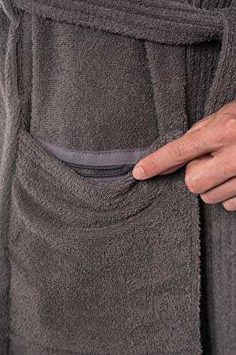 Morgenstern Albornoz para hombre con cuello tipo kimono, algodón orgánico gris L