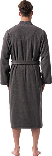 Morgenstern Albornoz para hombre con cuello tipo kimono, algodón orgánico gris L Morgenstern Albornoz para hombre con cuello tipo kimono, algodón orgánico gris L