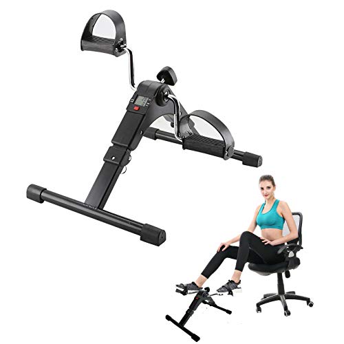 MorNon Bicicleta Estática Bicicleta Entrenador de Piernas Entrenador de Bicicletas Pedal Trainer Manija Ajustable Entrenador de Hogar y Oficina Negro