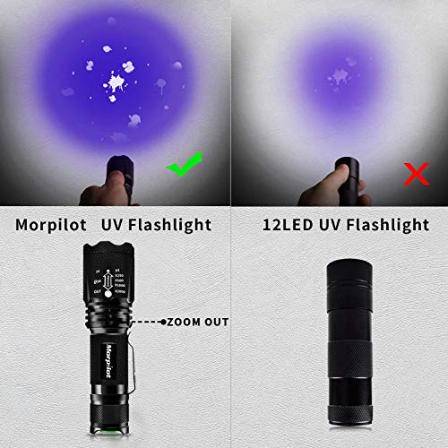 morpilot Linterna Táctica y UV 2 en 1, Linterna LED 500LM, Linterna Militar, Luz UV con 4 Modos, Zoom IN/out, 395nm, Aluminio, Anti-caída, Impermeable IPX4, 3 Baterías Incluidas morpilot Linterna Táctica y UV 2 en 1, Linterna LED 500LM, Linterna Militar, Luz UV con 4 Modos, Zoom IN/out, 395nm, Aluminio, Anti-caída, Impermeable IPX4, 3 Baterías Incluidas