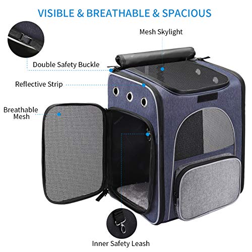 morpilot Mochila Gato, Mochila Transportin Perro Plegable para Gatos y Perros Pequeños, Bolsa de Transporte Transpirable con Correa de Seguridad Interior + Tazón, Ideal para Viajes, Uso al Aire Libre morpilot Mochila Gato, Mochila Transportin Perro Plegable para Gatos y Perros Pequeños, Bolsa de Transporte Transpirable con Correa de Seguridad Interior + Tazón, Ideal para Viajes, Uso al Aire Libre