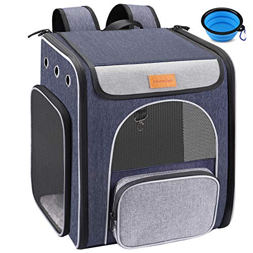 morpilot Mochila Gato, Mochila Transportin Perro Plegable para Gatos y Perros Pequeños, Bolsa de Transporte Transpirable con Correa de Seguridad Interior + Tazón, Ideal para Viajes, Uso al Aire Libre morpilot Mochila Gato, Mochila Transportin Perro Plegable para Gatos y Perros Pequeños, Bolsa de Transporte Transpirable con Correa de Seguridad Interior + Tazón, Ideal para Viajes, Uso al Aire Libre