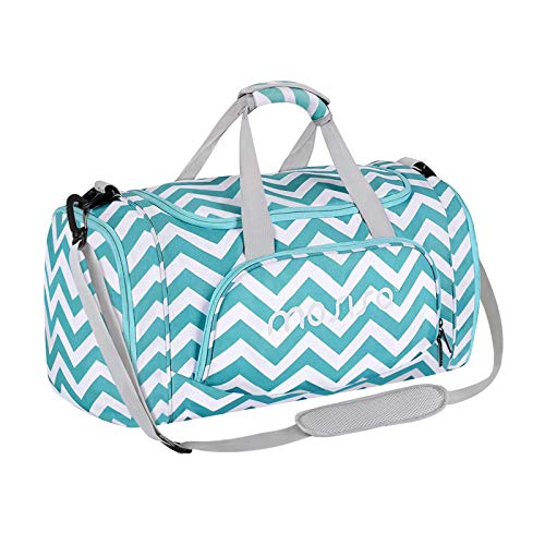 MOSISO Bolsas de Gimnasio Tejido de Poliéster Plegable de Viaje Durante la Noche Duffels Ligero Deportivo Deportes Camping Hombro Bolso para Hombres y Mujeres, Chevron Caliente Azul