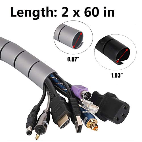 MOSOTECH Organizador Cables, Cubre Cables de 2 x 1.5m, Flexible Funda Organizador Cables, Organizador de Cables Mesa, Recoge Cables para Office y PC Escritorio-Negro y Gris (Ø2.6cm y Ø2.2cm) MOSOTECH Organizador Cables, Cubre Cables de 2 x 1.5m, Flexible Funda Organizador Cables, Organizador de Cables Mesa, Recoge Cables para Office y PC Escritorio-Negro y Gris (Ø2.6cm y Ø2.2cm)