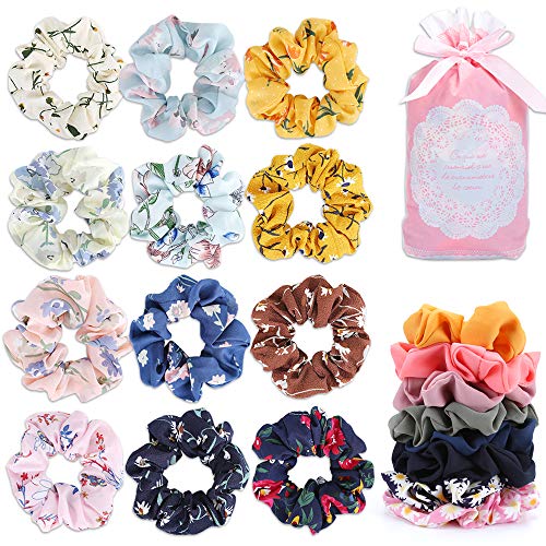 MOSOTECH Scrunchies Gasa Elástico, 20pcs Coleteros de Tela Coloridas, Crunchies Pelo de Flexible, Gomas del Pelo para Niña/Mujer, Adecuado para Deportes, Fiestas, Escuelas, Viajes, etc