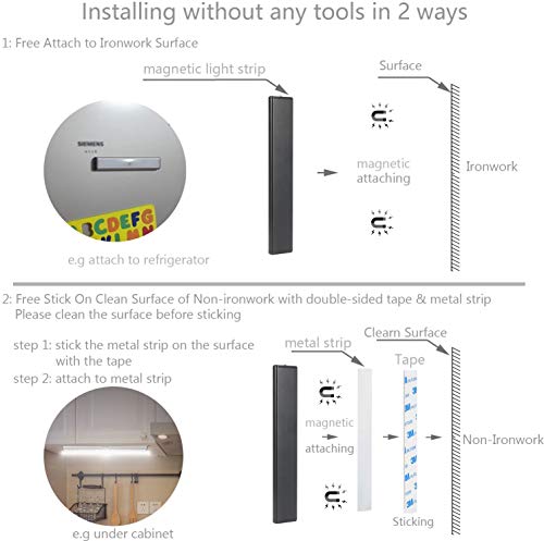 Moston 18 LED USB Recargable magnético Movimiento Sensor Luces nocturnas,oscuridad a amanecer Célula fotoeléctrica incluido Auto en/apagado Portátil Sin cable,palo en cualquier sitio para armario