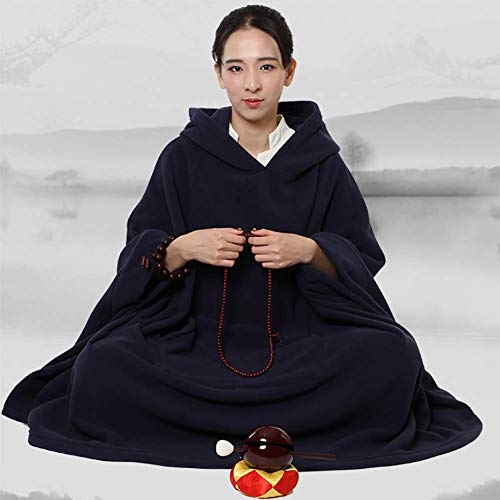 Moter De los Hombres y la Ropa de Lana meditación Manto de la meditación la meditación Guanyin Capa de Legos de Las Mujeres,Azul,XL