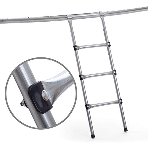 MotionXperts - Escalera para Camas elásticas Grandes | ca 97 cm | 3 Anchas | facilita la montada en el trampolín | Plata