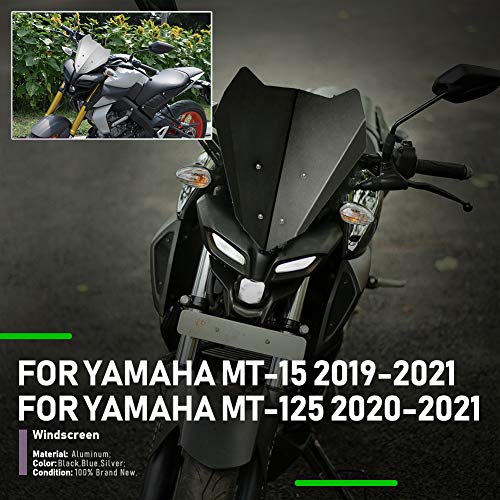 Motocicleta Aluminio Faro Delantero Carenado Parabrisas Deflectores de Viento Protector de Visera para Yamaha MT 15 MT15 MT-15 MT 125 MT125 MT-125 Accesorios 2019 2020 2021 (Negro)