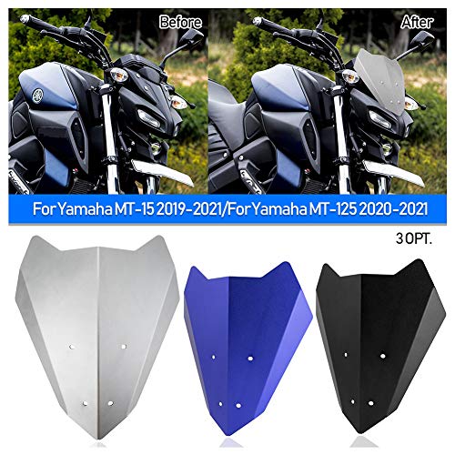 Motocicleta Aluminio Faro Delantero Carenado Parabrisas Deflectores de Viento Protector de Visera para Yamaha MT 15 MT15 MT-15 MT 125 MT125 MT-125 Accesorios 2019 2020 2021 (Negro)