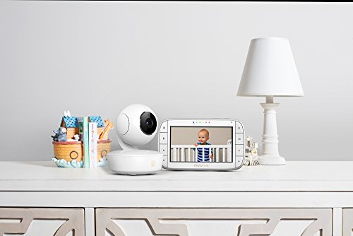 Motorola Baby MBP 50 - Vigilabebés vídeo con pantalla LCD a color de 5.0", modo eco y visión nocturna, color blanco