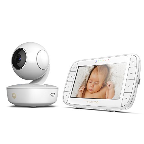 Motorola Baby MBP 50 - Vigilabebés vídeo con pantalla LCD a color de 5.0", modo eco y visión nocturna, color blanco