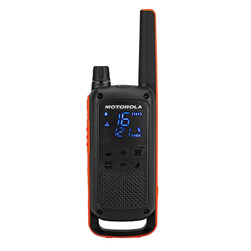 Motorola T82 - Walkie Talkie, color negro y naranja, paquete de 2 unidades