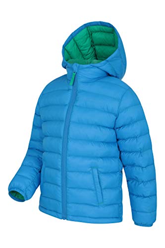 Mountain Warehouse Chaqueta Acolchada Seasons para Chicos - Chaqueta Impermeable - Ropa de niño Ligera - con puños elásticos y 2 Bolsillos Frontales - para Viajar, Invierno Azul 11-12 Años