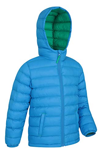 Mountain Warehouse Chaqueta Acolchada Seasons para Chicos - Chaqueta Impermeable - Ropa de niño Ligera - con puños elásticos y 2 Bolsillos Frontales - para Viajar, Invierno Azul 11-12 Años