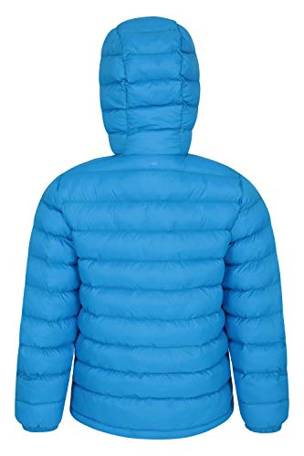 Mountain Warehouse Chaqueta Acolchada Seasons para Chicos - Chaqueta Impermeable - Ropa de niño Ligera - con puños elásticos y 2 Bolsillos Frontales - para Viajar, Invierno Azul 11-12 Años