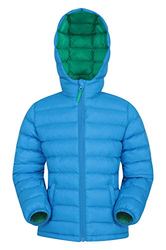 Mountain Warehouse Chaqueta Acolchada Seasons para Chicos - Chaqueta Impermeable - Ropa de niño Ligera - con puños elásticos y 2 Bolsillos Frontales - para Viajar, Invierno Azul 11-12 Años