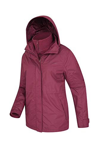 Mountain Warehouse Chaqueta Fell 3 en 1 para Mujer - Abrigo Impermeable, Chaquetas Ajustables con Capucha, Bolsillos con Cremallera, Capucha Plegable - para el Invierno Burdeos 34