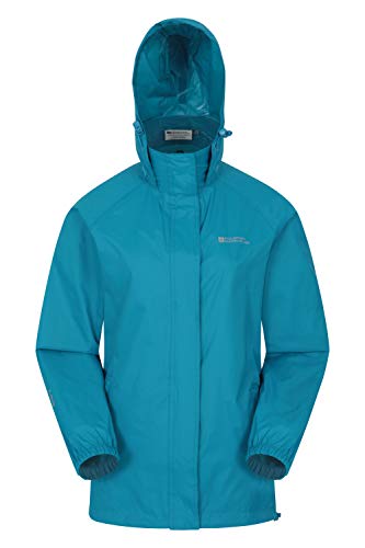 Mountain Warehouse Chaqueta Pakka para Mujer - Chubasquero Impermeable, Chaqueta Informal Plegable, Transpirable, Ligera, Abrigo cómodo para Mujer - para Viajar, Caminar Verdes Aguas Oscuro 42