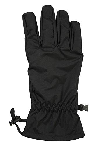 Mountain Warehouse Guantes Impermeables clásicos de Mens - Guantes Que completan un Ciclo Textured de la Palma, Guantes de la Mano de Ripstop con la Hebilla rápida Negro L