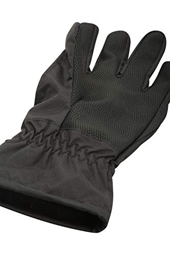 Mountain Warehouse Guantes Impermeables clásicos de Mens - Guantes Que completan un Ciclo Textured de la Palma, Guantes de la Mano de Ripstop con la Hebilla rápida Negro L