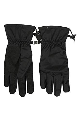 Mountain Warehouse Guantes Impermeables clásicos de Mens - Guantes Que completan un Ciclo Textured de la Palma, Guantes de la Mano de Ripstop con la Hebilla rápida Negro L