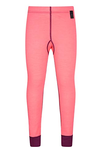 Mountain Warehouse Pantalón térmico de Lana Merino para niños - Transpirable, Ligero, Antibacteriano, fácil de Transportar, niños y niñas, Invierno Rosa Brillante 13 Años