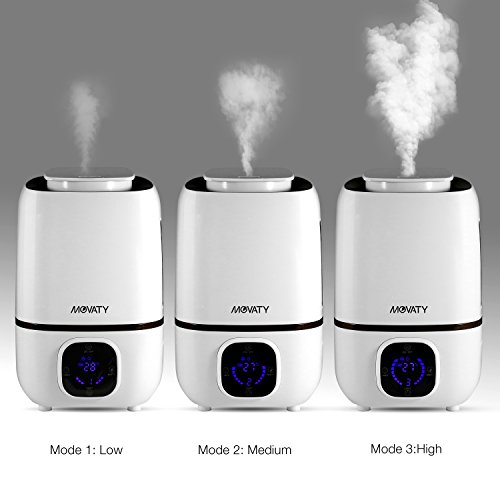 Movaty 3L Humidificador Ultrasónico difusor de Aroma, Ambientador, Gran Capacidad Silencio Control Dial 20m²-25m², Difusor Bebé Seguridad Ultrasónico, Silencioso, Boquilla 360° Grados