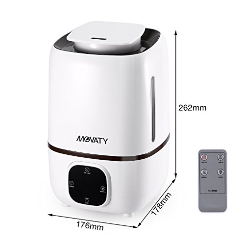 Movaty 3L Humidificador Ultrasónico difusor de Aroma, Ambientador, Gran Capacidad Silencio Control Dial 20m²-25m², Difusor Bebé Seguridad Ultrasónico, Silencioso, Boquilla 360° Grados