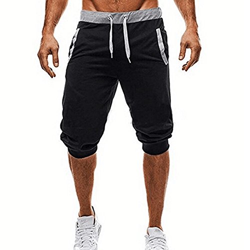 MOVERV Pantalones 3/4 Deportivos Hombre,Sólido Apretados Pantalones,Joggers Cuerda Elástico Moda Cómodos para Running Ejercicios Deportes Leggings Largos Pants Elástica Gimnasio Fitness Pantalones