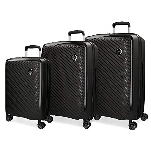 Movom Tokyo Juego de maletas Negro 55/66/78 cms Rígida Polipropileno Cierre TSA 218L 4 Ruedas Dobles Equipaje de Mano Movom Tokyo Juego de maletas Negro 55/66/78 cms Rígida Polipropileno Cierre TSA 218L 4 Ruedas Dobles Equipaje de Mano