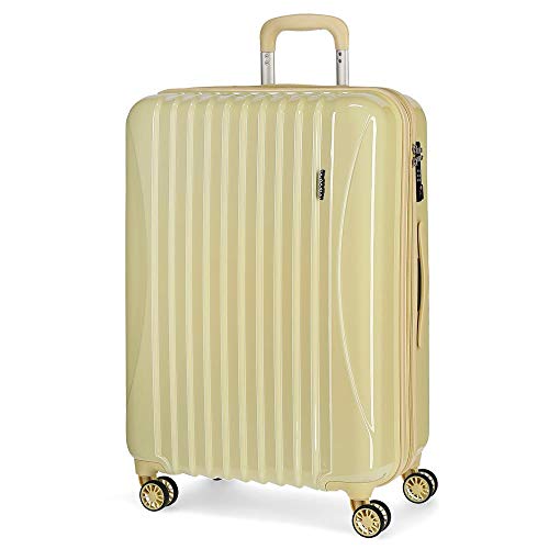 Movom Trafalgar Maleta mediana Amarillo 48x67x26 cms Rígida ABS Cierre TSA 71L 3,8Kgs 4 Ruedas dobles Extensible