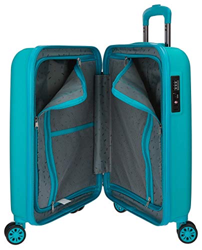 Movom Wood Maleta de cabina Azul 40x55x20 cms Rígida ABS Cierre TSA 38L 2,9Kgs 4 Ruedas Dobles Equipaje de Mano