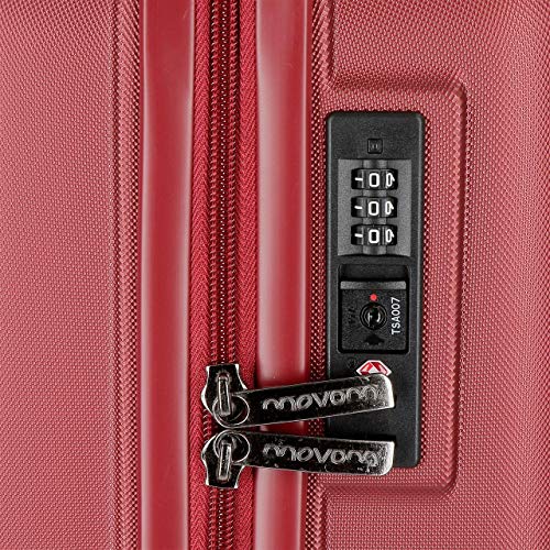 Movom Wood Maleta de cabina Rojo 40x55x20 cms Rígida ABS Cierre TSA 38L 2,9Kgs 4 Ruedas Dobles Equipaje de Mano