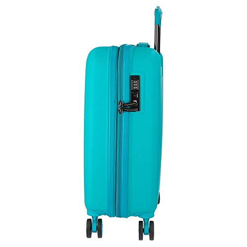 Movom Wood Maleta de cabina Verde 40x55x20 cms Rígida ABS Cierre TSA 38L 3,2Kgs 4 Ruedas dobles Extensible Equipaje de Mano