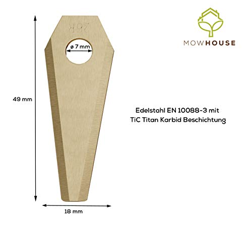MOWHOUSE Juego de Cuchillas de Repuesto Cortacésped - Recambio de Cuchillas de Titan Endurecido Compatible con Bosch Indego - 9 piezas, 9 tornillos MOWHOUSE Juego de Cuchillas de Repuesto Cortacésped - Recambio de Cuchillas de Titan Endurecido Compatible con Bosch Indego - 9 piezas, 9 tornillos