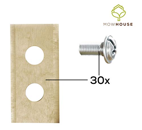 MOWHOUSE Juego de Cuchillas de Repuesto Cortacésped - Recambio de Cuchillas de Titan Endurecido Compatible con Worx Landroid - 30 piezas, 30 tornillos