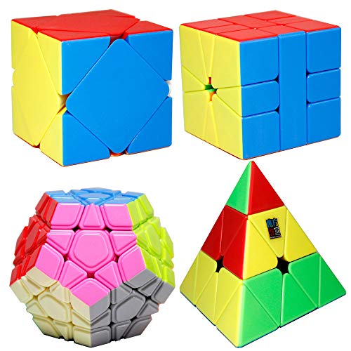 Moyu MoFangJiaoShi MFJS 4 Conjuntos de Cubos de Rompecabezas con Formas Diferentes Contiene 3x3 Pirámide + Dodecaedro de 3 Capas + Skewb + SQ1 (sin Etiqueta)