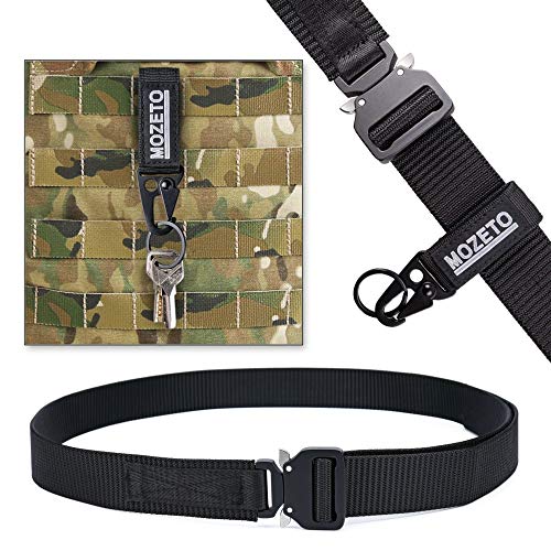 MOZETO - Cinturón táctico, Caja de Regalo, cinturón Militar de Nailon con Cierre de Velcro, Adecuado y Gancho para Llaves, de-ZSD02-Black-1G-165, Negro, 2XL 165cm