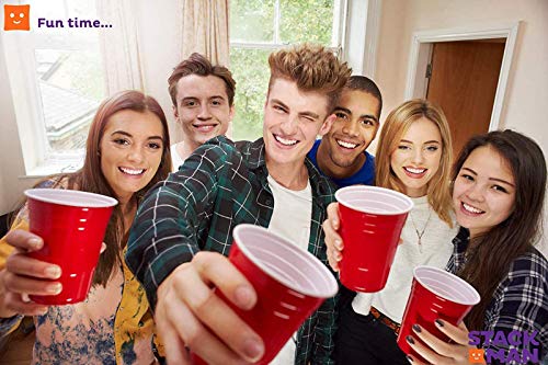 MOZOOSON 100 Reutilizable Vasos 16oz Beer Pong Copas– Vaso para Fiesta Celebración Ideal para Juego Americano de Beer Pong – Vaso para Bebidas con 10 Pelotas Ping-Pong