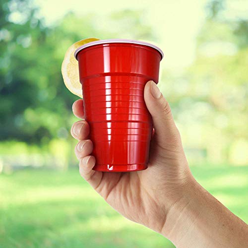 MOZOOSON 100 Reutilizable Vasos 16oz Beer Pong Copas– Vaso para Fiesta Celebración Ideal para Juego Americano de Beer Pong – Vaso para Bebidas con 10 Pelotas Ping-Pong