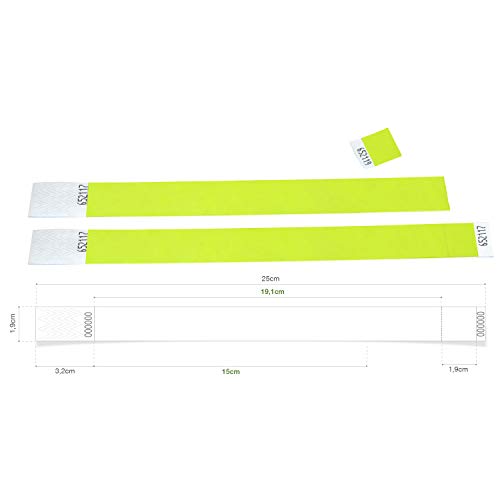 MP - Tyvek Pulseras 500 unidades para Eventos, Color Amarillo MP - Tyvek Pulseras 500 unidades para Eventos, Color Amarillo