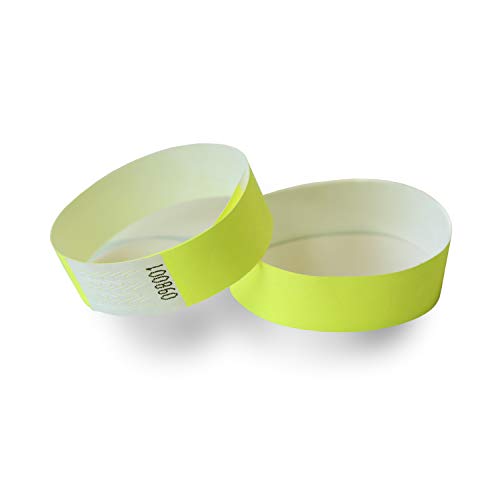 MP - Tyvek Pulseras 500 unidades para Eventos, Color Amarillo