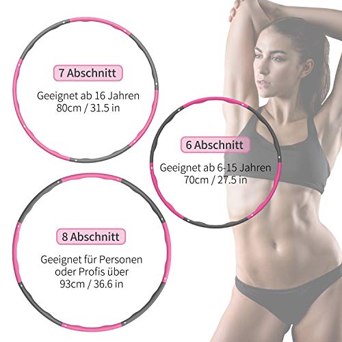 MPIO Hula Hoop para adultos Fitness / Sports / Home / Office / Abdominal Shaping, 8 secciones del Hula Hoop desmontable pueden ajustar el peso, adecuado para adultos y niños, con cinta métrica MPIO Hula Hoop para adultos Fitness / Sports / Home / Office / Abdominal Shaping, 8 secciones del Hula Hoop desmontable pueden ajustar el peso, adecuado para adultos y niños, con cinta métrica