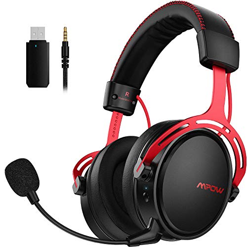 Mpow Air 2.4G Auriculares Gaming para PS4, PC, Xbox One, Estéreo Cascos Inalámbricos para Juegos , Micrófono con Cancelación de Ruido,Transmisor USB Incluido - Rojo Mpow Air 2.4G Auriculares Gaming para PS4, PC, Xbox One, Estéreo Cascos Inalámbricos para Juegos , Micrófono con Cancelación de Ruido,Transmisor USB Incluido - Rojo