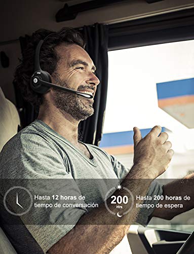 Mpow Auriculares Bluetooth de Teléfono Inalámbrico con Micrófono Manos Libres, Cancelación de Ruido, Conversación de 13 Horas, para Teléfono Fijo, Centro de Llamadas, Recepcionista - 2 Unidades