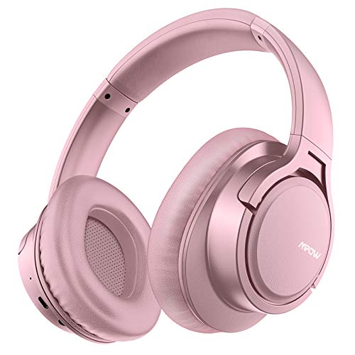 Mpow H7 Cascos Bluetooth Diadema, 25hrs de Reproducir, Hi Fi Sonido, Cascos Bluetooth Inalámbricos con Micrófono Incorporado, Auriculares Bluetooth Diadema para TV, Móvil, PC, Rosa