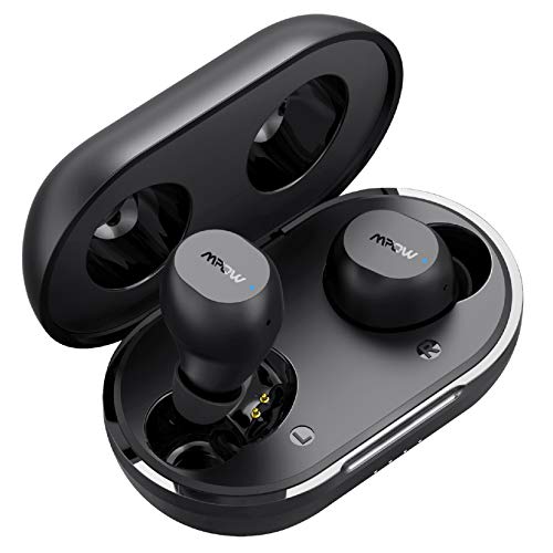 Mpow M12 - Auriculares deportivos Bluetooth IPX8, carga inalámbrica o cable. Auriculares inalámbricos con graves e impermeables, control táctil, 25 horas, modo mono, micrófono