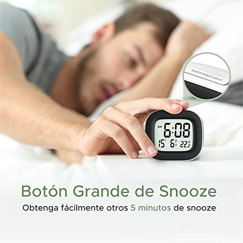 Mpow Reloj Despertador Digital con Luz de Noche, Reloj de Viaje con Pilas, Zumbador Alarma, Fecha, Temperatura, Función Snooze, 12/24 Horas, Fácil de Llevar, para Dormitorio Oficina Viaje Mpow Reloj Despertador Digital con Luz de Noche, Reloj de Viaje con Pilas, Zumbador Alarma, Fecha, Temperatura, Función Snooze, 12/24 Horas, Fácil de Llevar, para Dormitorio Oficina Viaje
